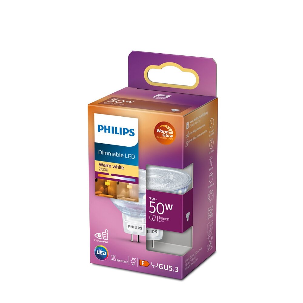 Philips LED GU5,3 7 Watt 2700-2200 Kelvin 621 Lumen main product photo