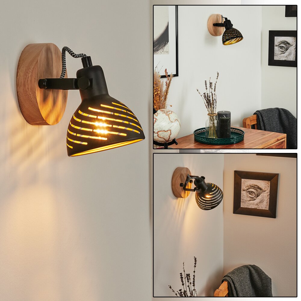 Osina Wandleuchte Naturfarben, Schwarz, 1-flammig main product photo