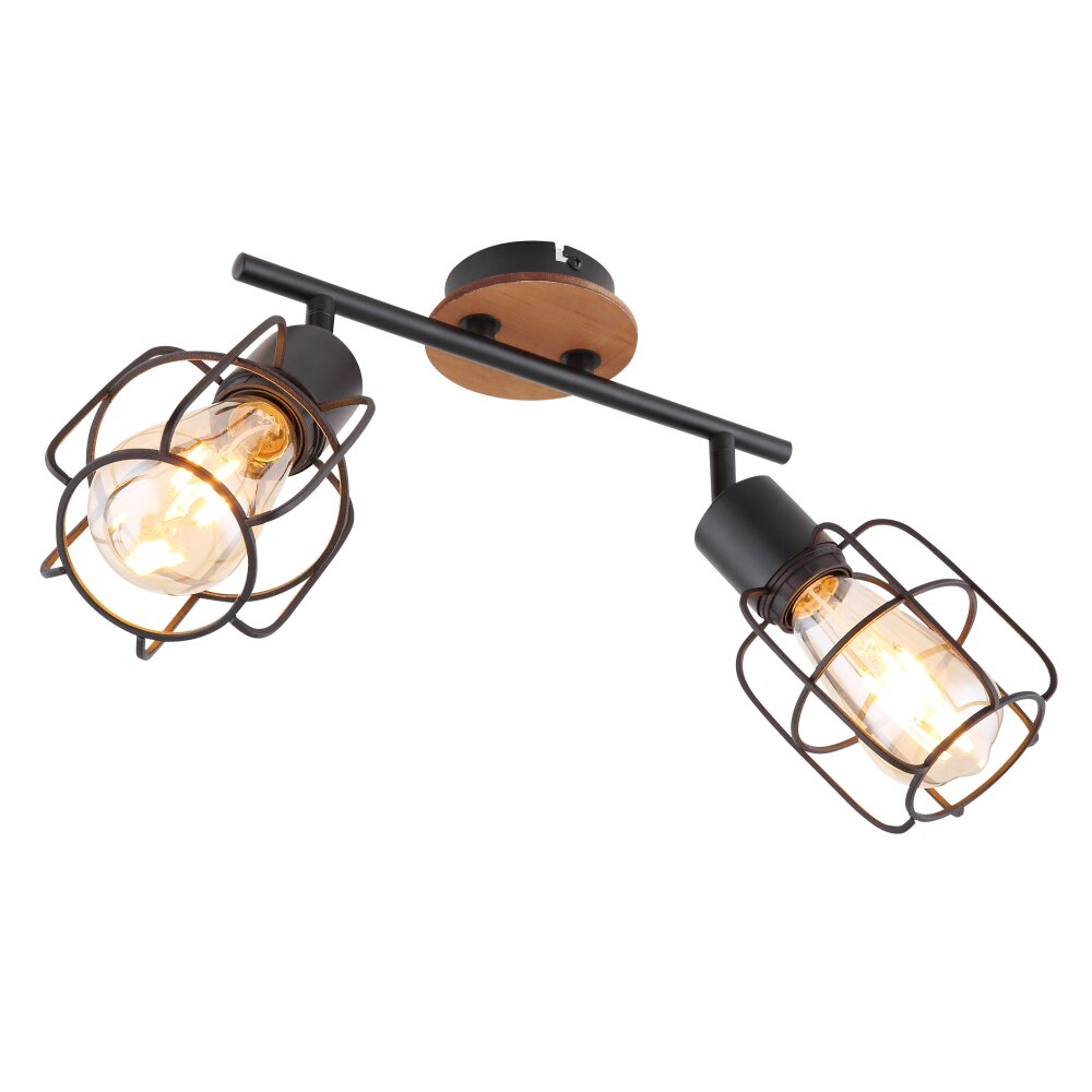 Globo WILLA Deckenleuchte Holz dunkel, Schwarz, 2-flammig main product photo