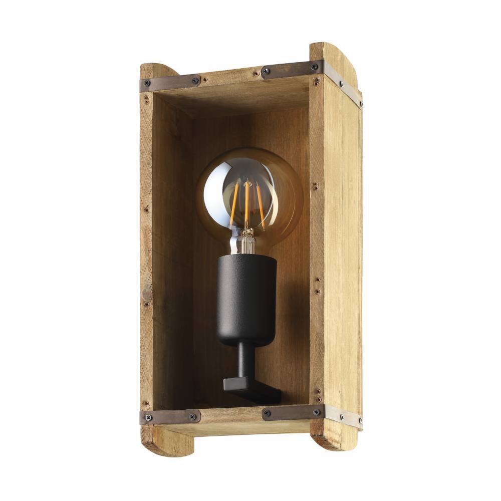 Eglo Leuchten WOOTTON Wandleuchte Braun, Schwarz, 1-flammig main product photo