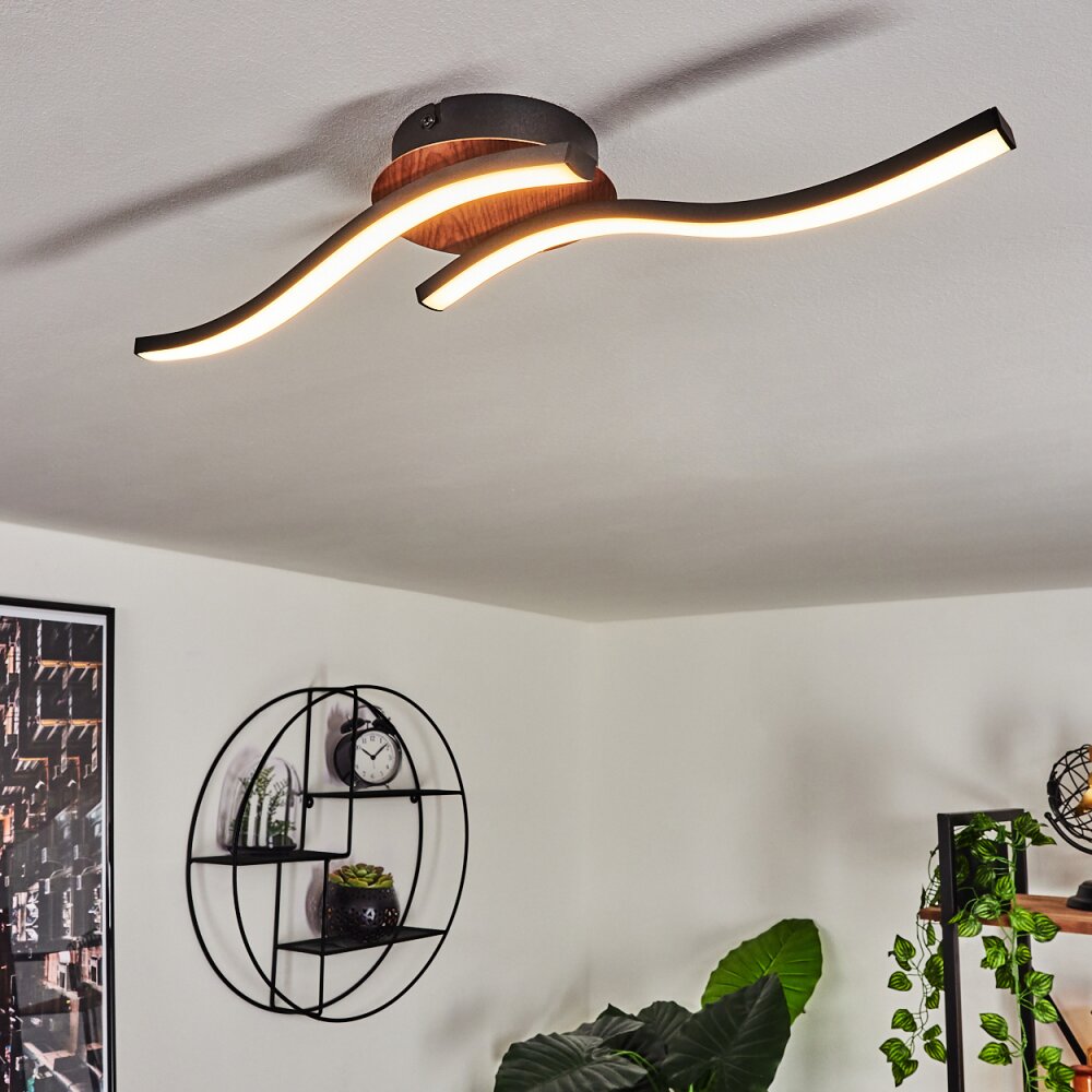 Odda Deckenleuchte LED Holzoptik, Schwarz, 2-flammig main product photo