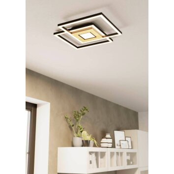 LED Direkt Leuchten 15616-78 Trooper Deckenleuchte Holzoptik, Schwarz