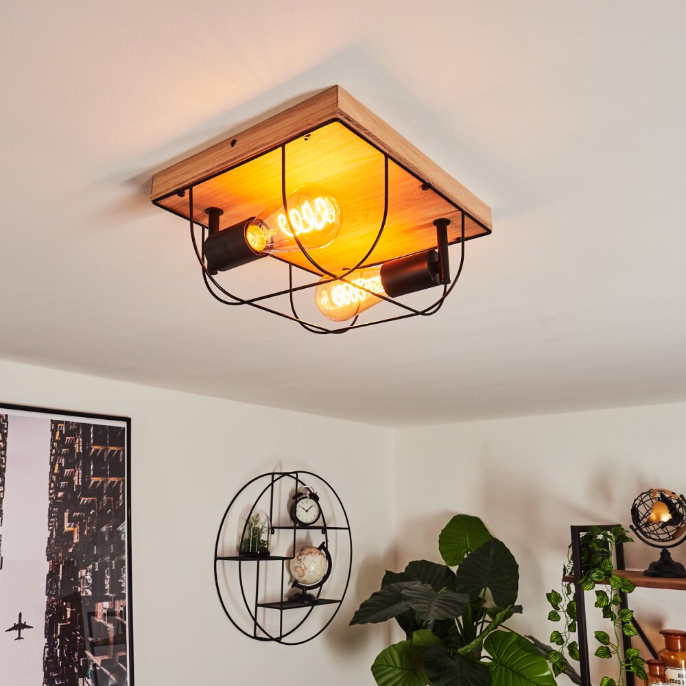 Hodne Deckenleuchte Naturfarben, Schwarz, 2-flammig main product photo