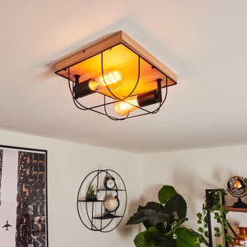 Hodne Deckenleuchte Naturfarben, Schwarz, 2-flammig