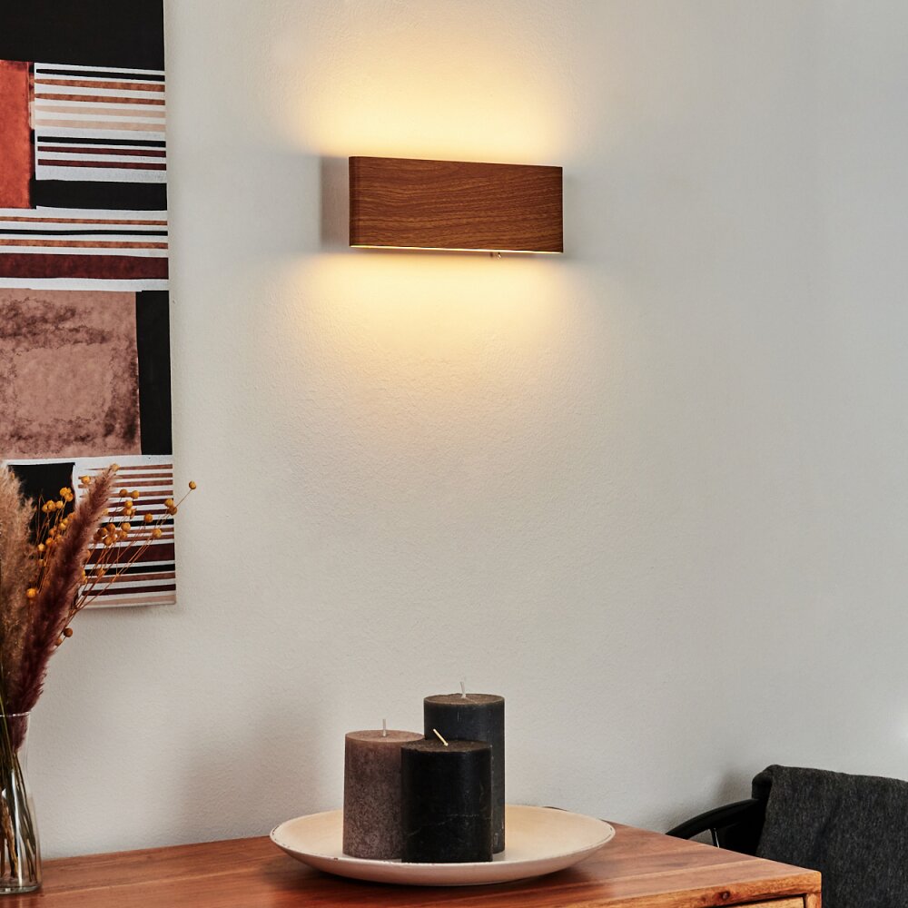 Mosambik Wandleuchte LED Braun, Holz dunkel, Nickel-Matt, 1-flammig main product photo