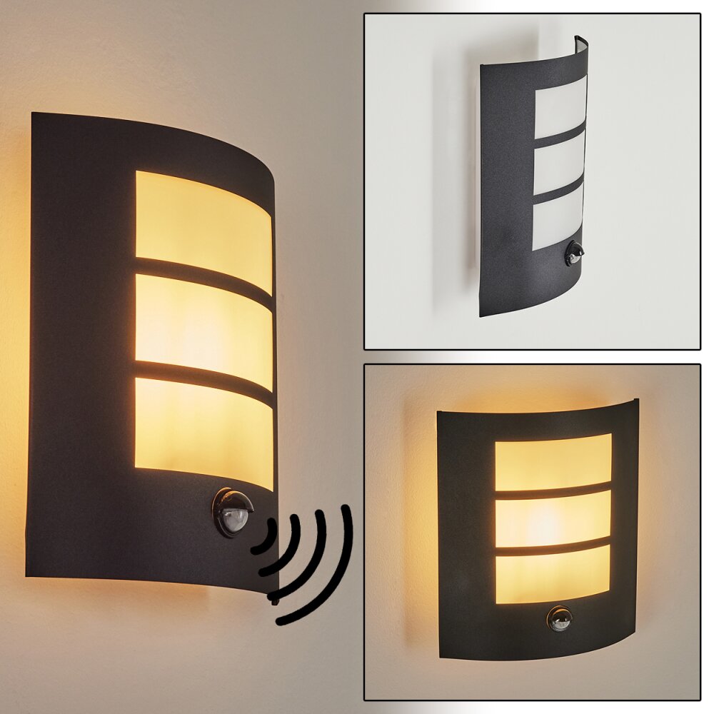 Matilau Außenwandleuchte Schwarz, Weiß, 1-flammig, Bewegungsmelder main product photo