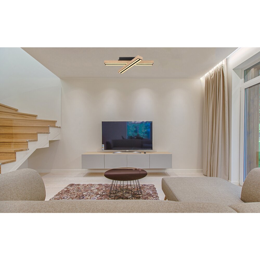 Globo DORO Deckenleuchte LED Holzoptik, Schwarz, 1-flammig main product photo