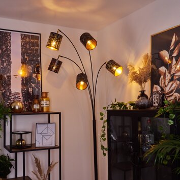 Bathinda Bogenlampe Schwarz, 5-flammig