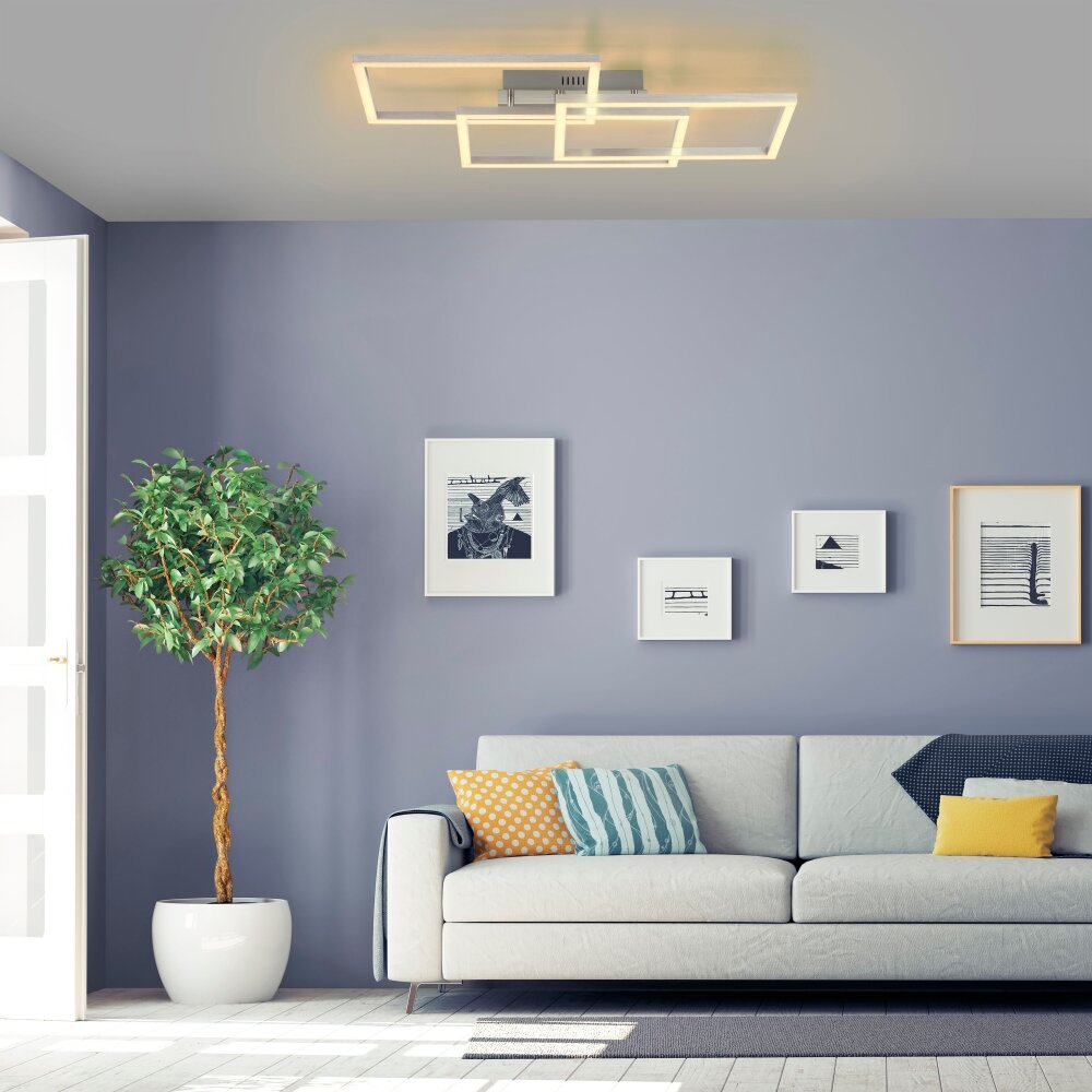Leuchten Direkt LOLAsmart-MAXI Deckenleuchte LED Stahl gebürstet, 3-flammig, Fernbedienung, Farbwechsler main product photo