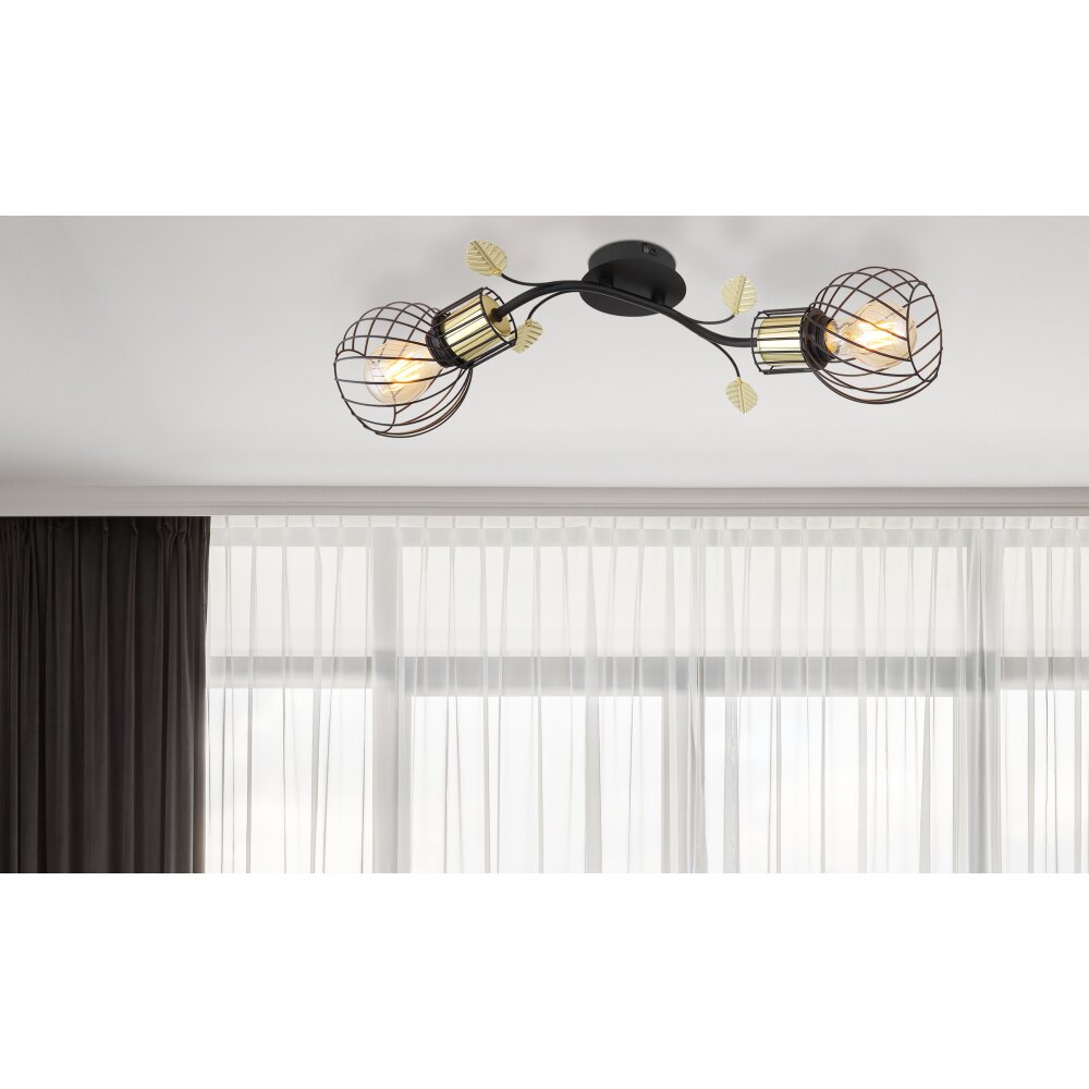 Globo LALLY Wandleuchte Messing, Schwarz, 2-flammig main product photo