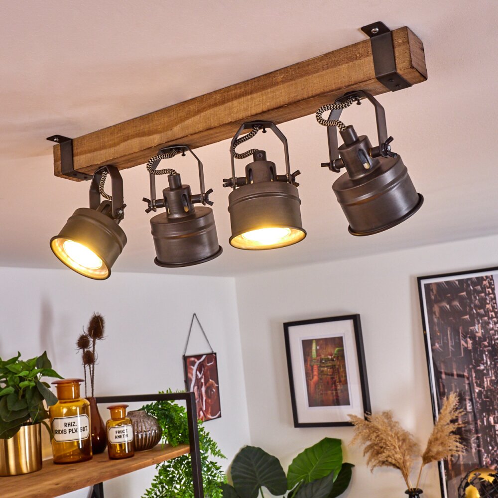 Pehefito Deckenleuchte Grau, Holz dunkel, Schwarz, 4-flammig main product photo