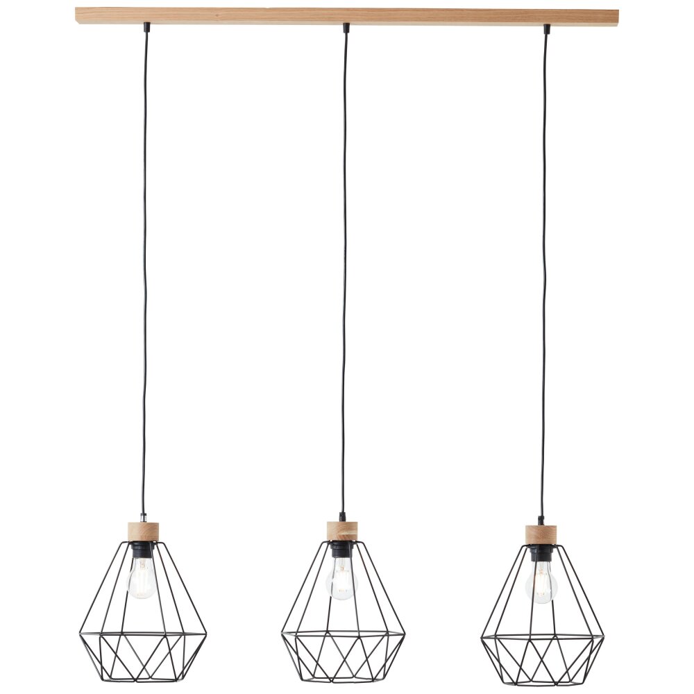 Brilliant Leuchten Drewno Pendelleuchte Holz hell, Schwarz, 3-flammig main product photo