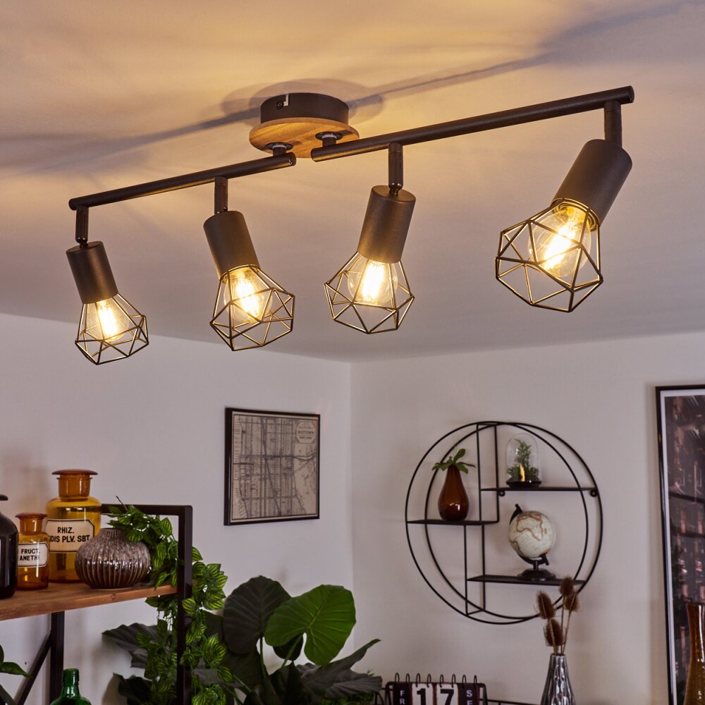 Baripada Deckenleuchte Holz dunkel, Schwarz, 4-flammig main product photo