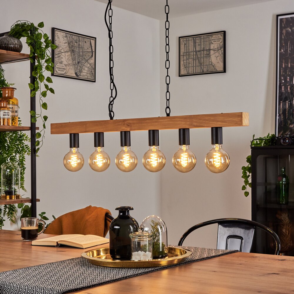 Cava Pendelleuchte Naturfarben, Schwarz, 6-flammig main product photo