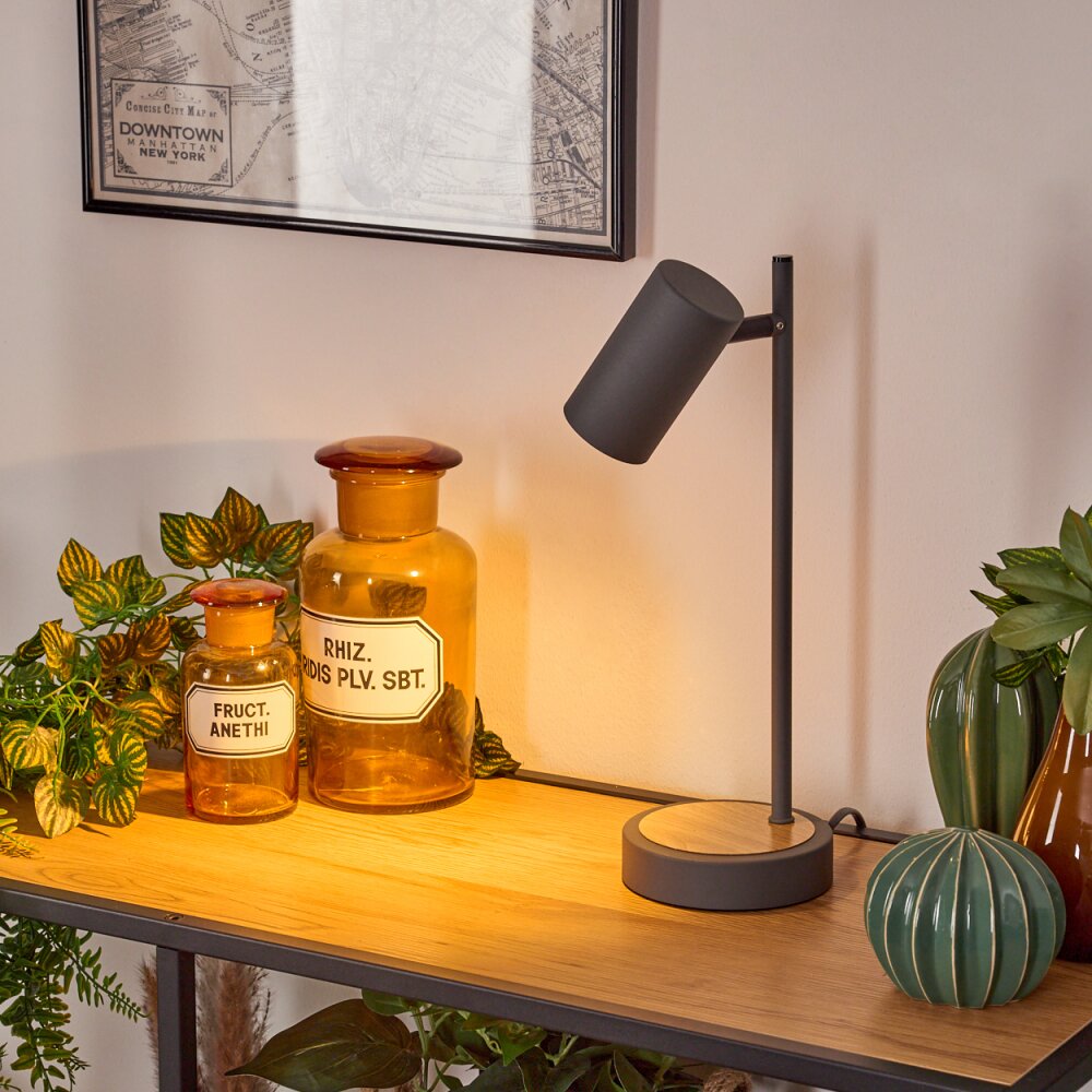 Javel Tischleuchte Grau, Holzoptik, Schwarz, 1-flammig main product photo
