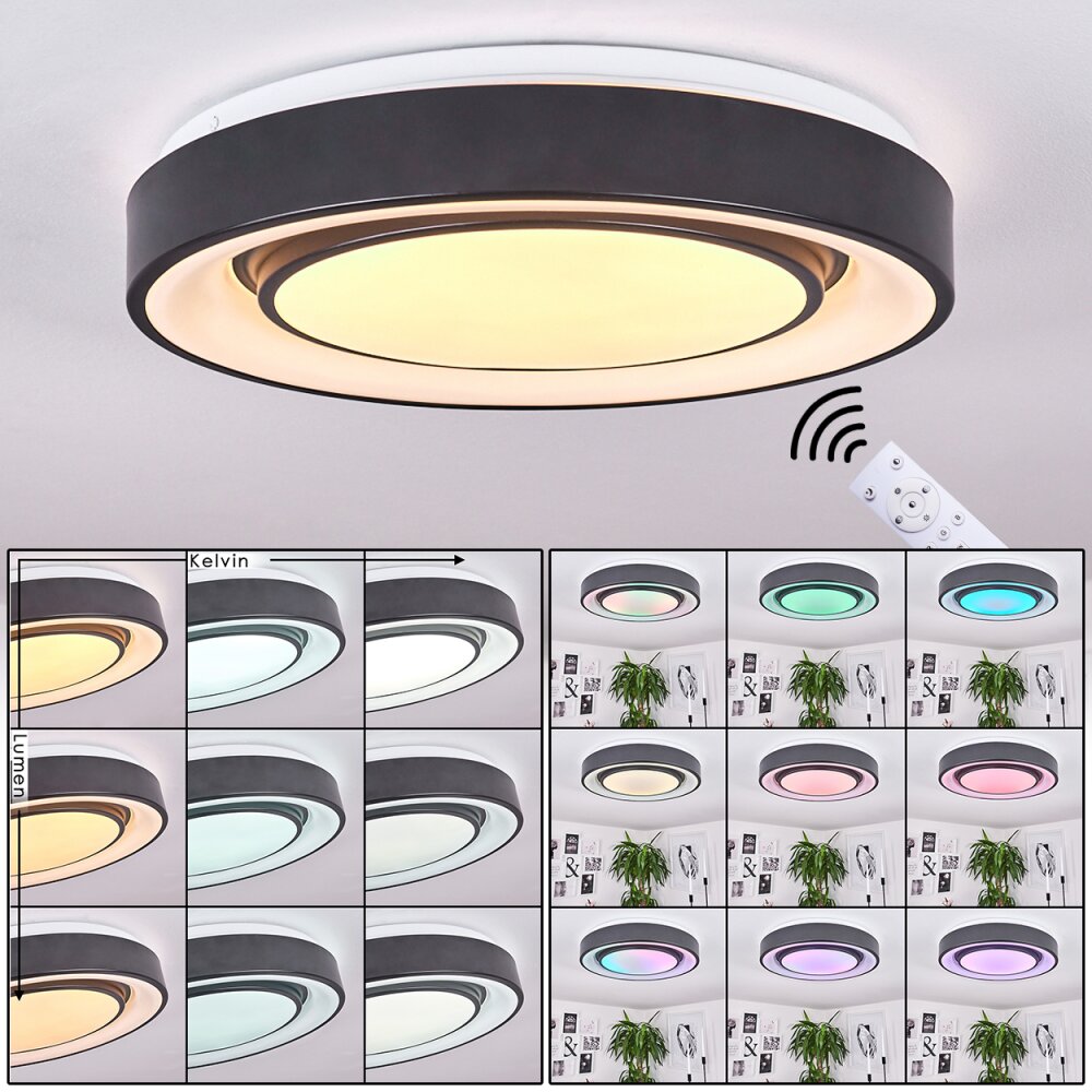 Page Deckenleuchte LED Schwarz, Weiß, 2-flammig, Fernbedienung, Farbwechsler main product photo