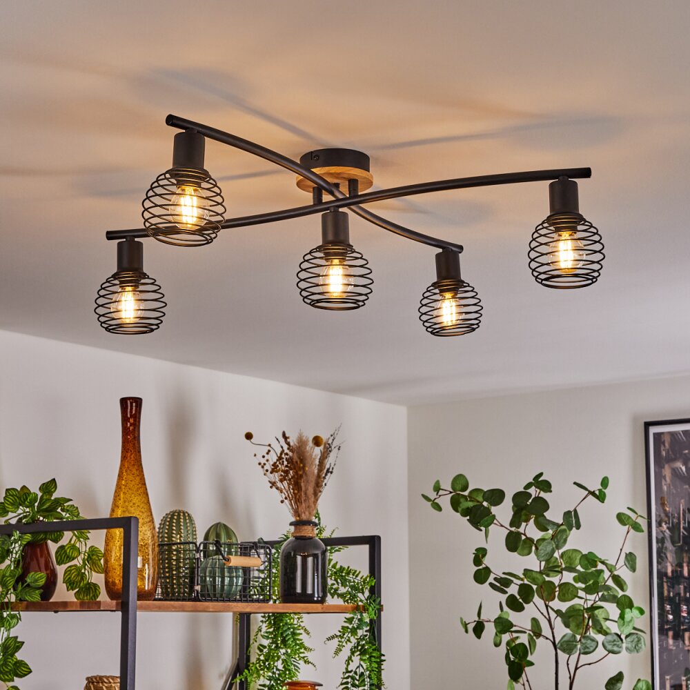 Ballis Deckenleuchte Naturfarben, Schwarz, 5-flammig main product photo