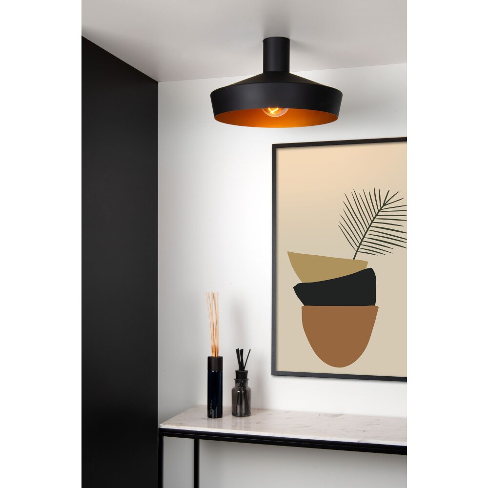 Lucide CARDIFF Deckenleuchte Schwarz, 1-flammig main product photo