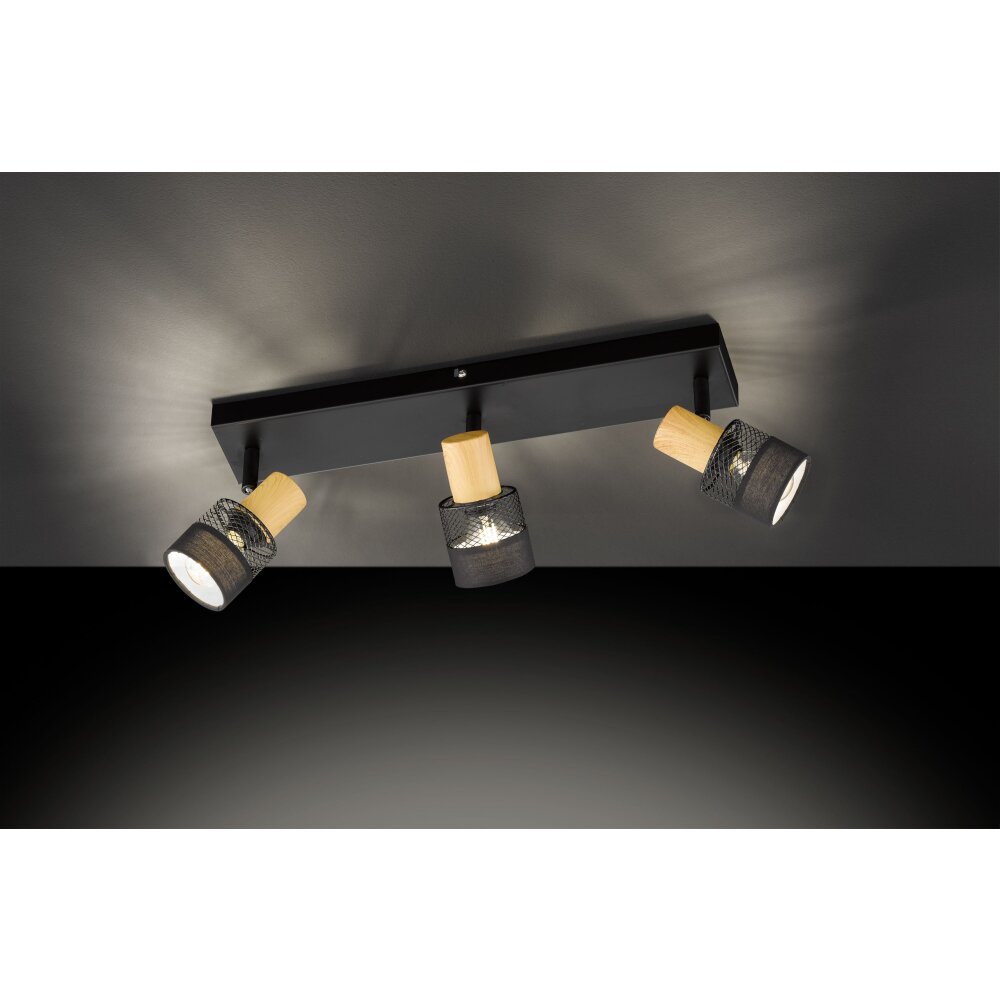 Wofi Leuchten DORAL Deckenleuchte Schwarz, 3-flammig main product photo