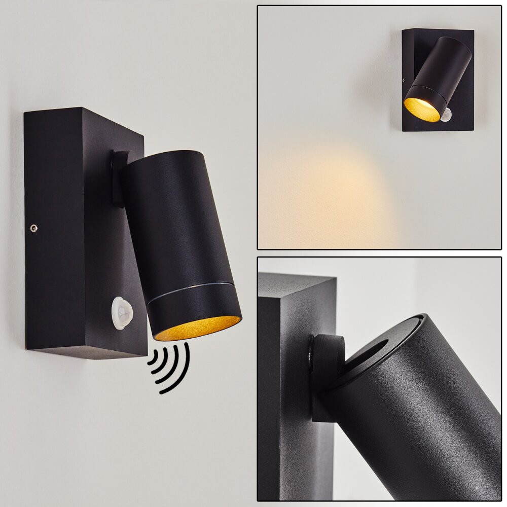 Hakamken Außenwandleuchte Schwarz, 1-flammig, Bewegungsmelder main product photo