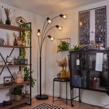 Bardhaman Bogenlampe Schwarz, 5-flammig