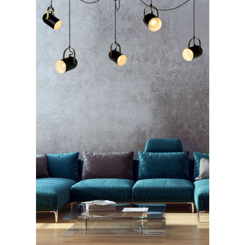 Lucide SWAPP Pendelleuchte Schwarz, 5-flammig main product photo