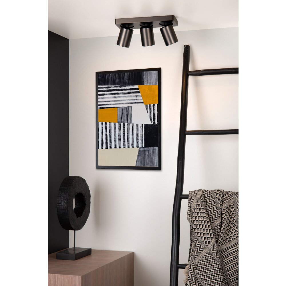 Lucide NIGEL Deckenleuchte LED Edelstahl, Schwarz, 3-flammig main product photo