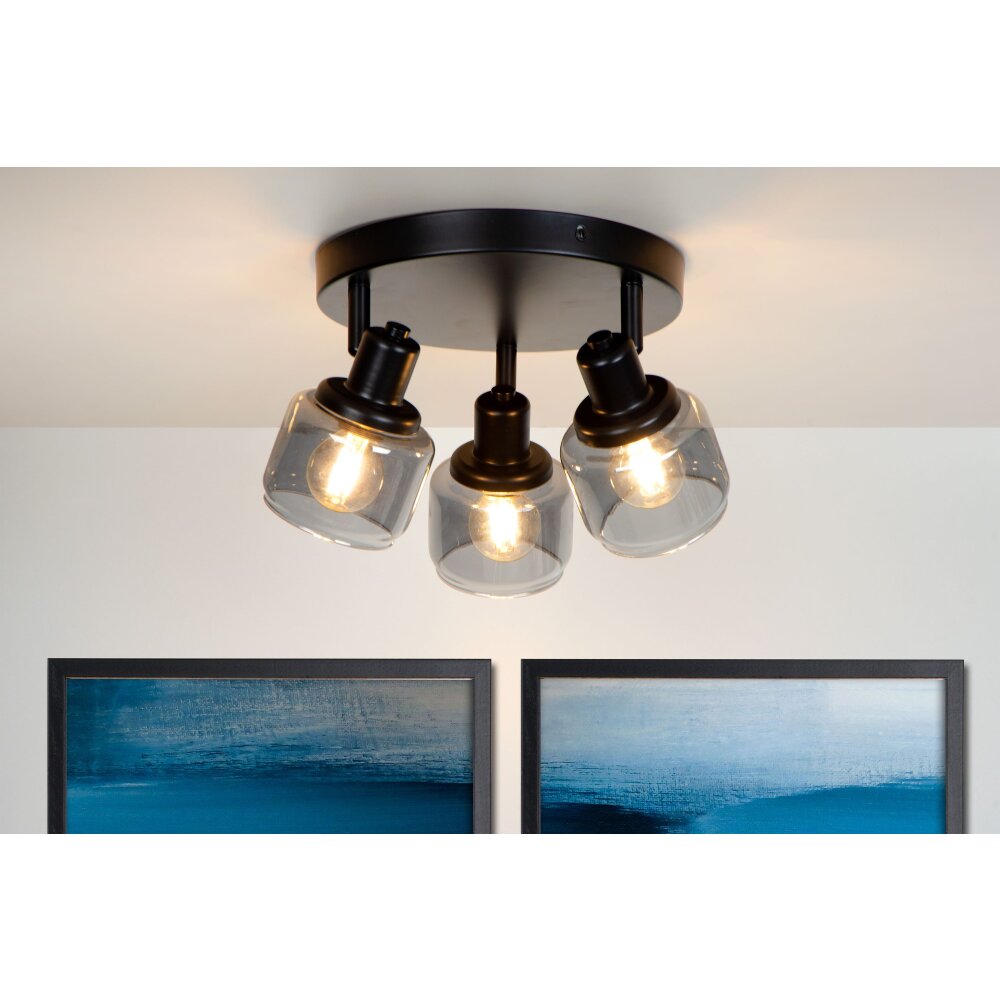 Lucide BJORN Deckenleuchte Schwarz, 3-flammig main product photo