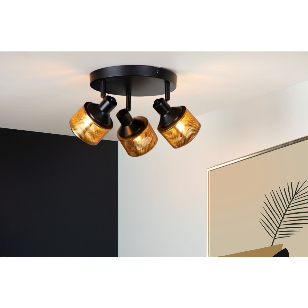 Lucide RAFA Deckenleuchte Schwarz, 3-flammig main product photo
