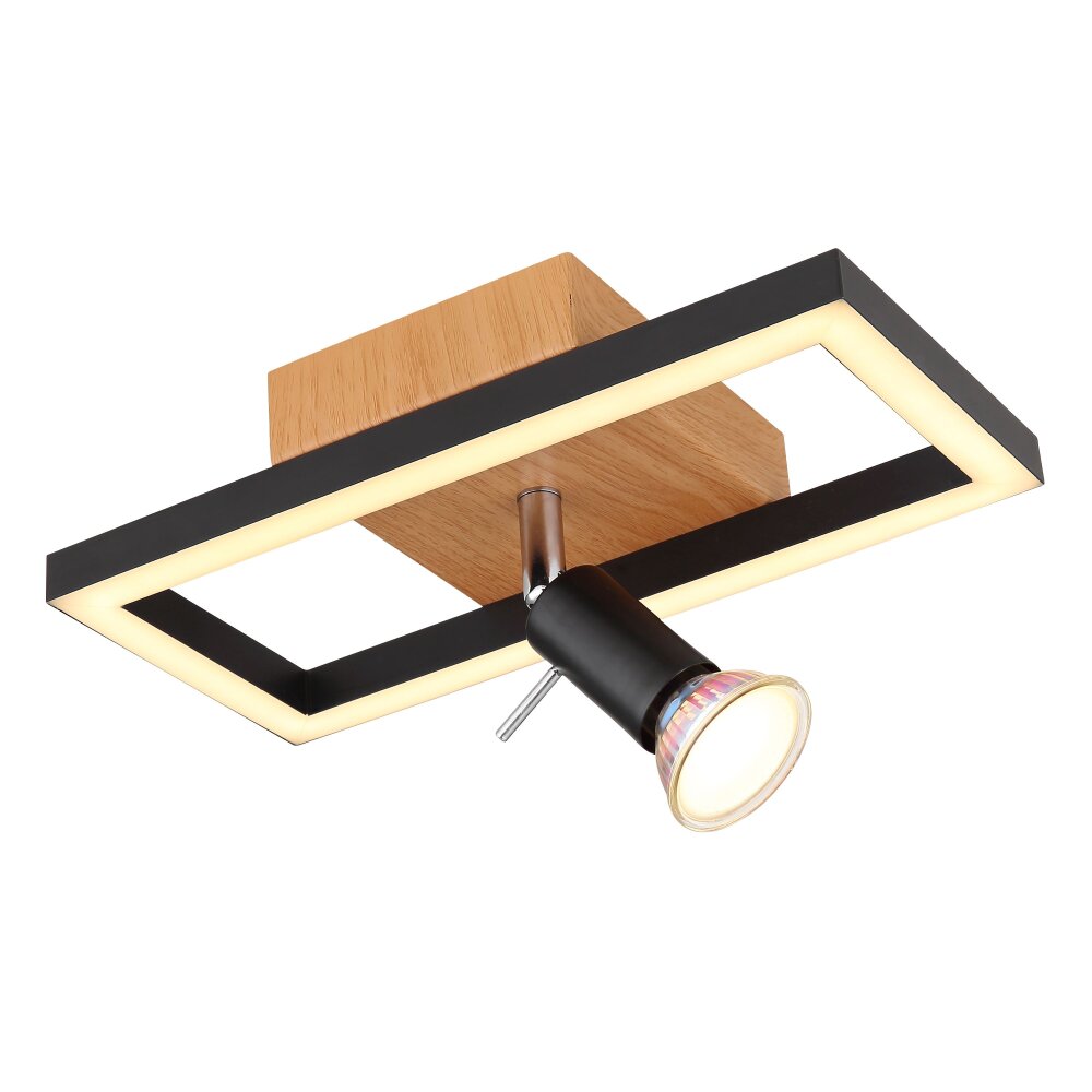 Globo IDA Wandleuchte LED Holzoptik, Schwarz, 2-flammig main product photo