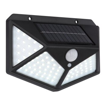 Globo Solar-Wandleuchte LED Schwarz, Transparent, Klar, 100-flammig, Bewegungsmelder