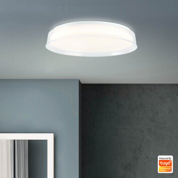 Brilliant Leuchten Leanna Deckenleuchte LED Weiß, 1-flammig, Fernbedienung, Farbwechsler