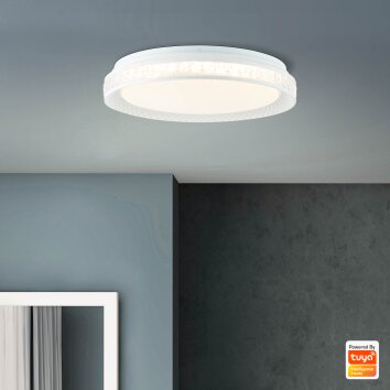 Brilliant Leuchten Burlie Deckenleuchte LED Weiß, 1-flammig, Fernbedienung, Farbwechsler