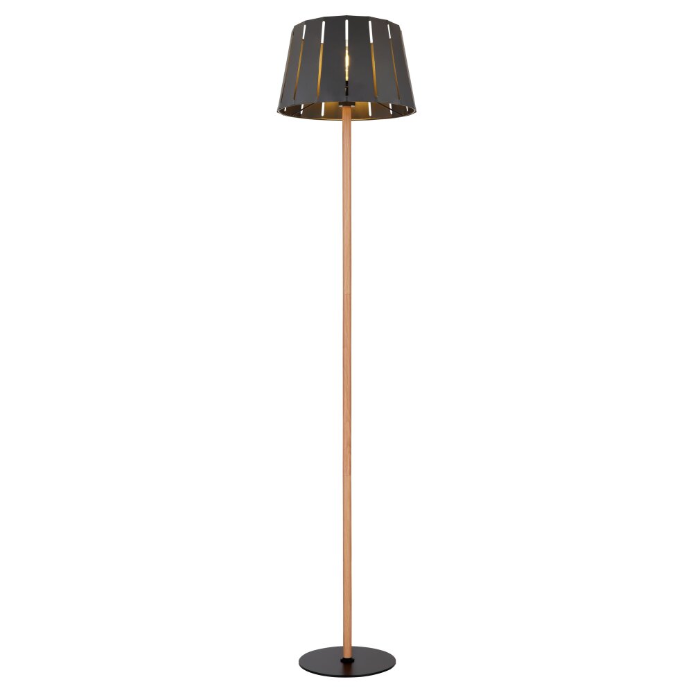 Globo LUNA Stehleuchte Holzoptik, Schwarz, 1-flammig main product photo