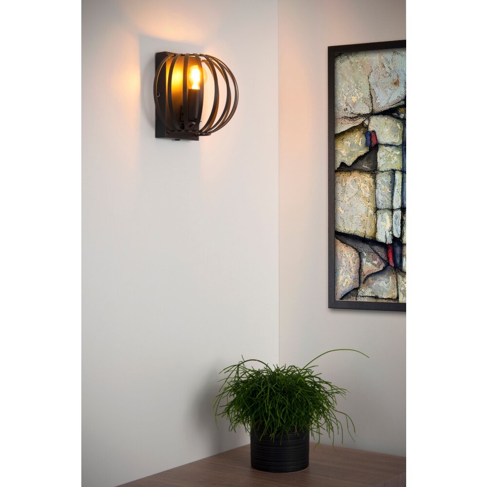 Lucide MANUELA Wandleuchte Schwarz, 1-flammig main product photo