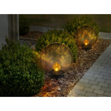 Globo Kugel-Solarleuchte LED Bernsteinfarben, Rauchfarben, 1-flammig