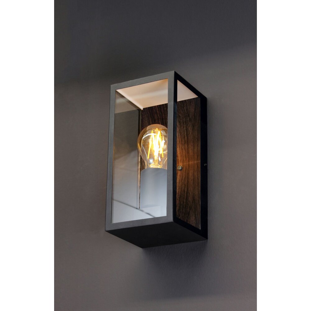 Lutec Lampen KARO Außenwandleuchte Holzoptik, Schwarz, 1-flammig main product photo