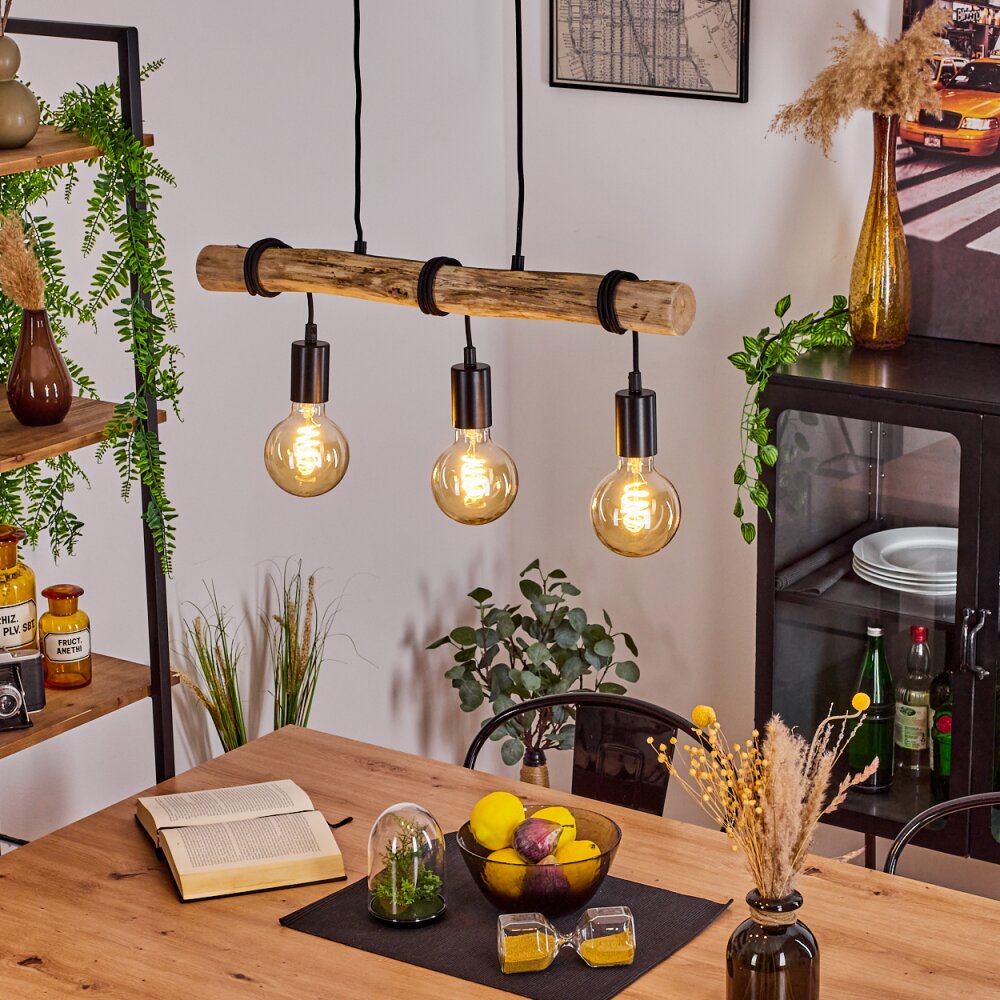 Toleda Pendelleuchte Naturfarben, Schwarz, 3-flammig main product photo