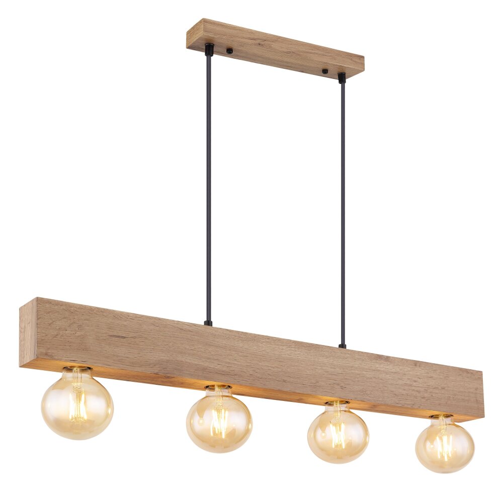 Globo ERNA Hängeleuchte Holz hell, Schwarz, 4-flammig main product photo