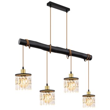 Globo COMMA Pendelleuchte Messing, Rauchfarben, Schwarz, 4-flammig