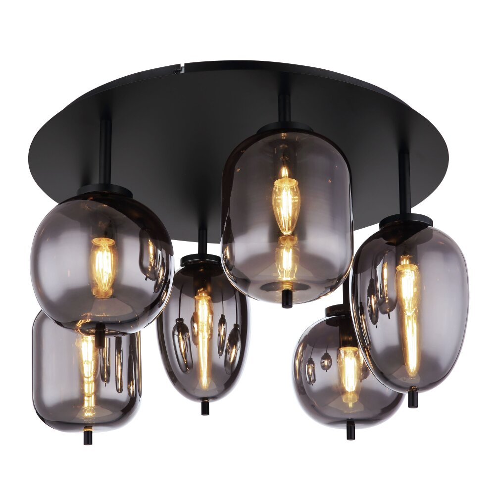Globo BLACKY Deckenleuchte Schwarz, 6-flammig main product photo