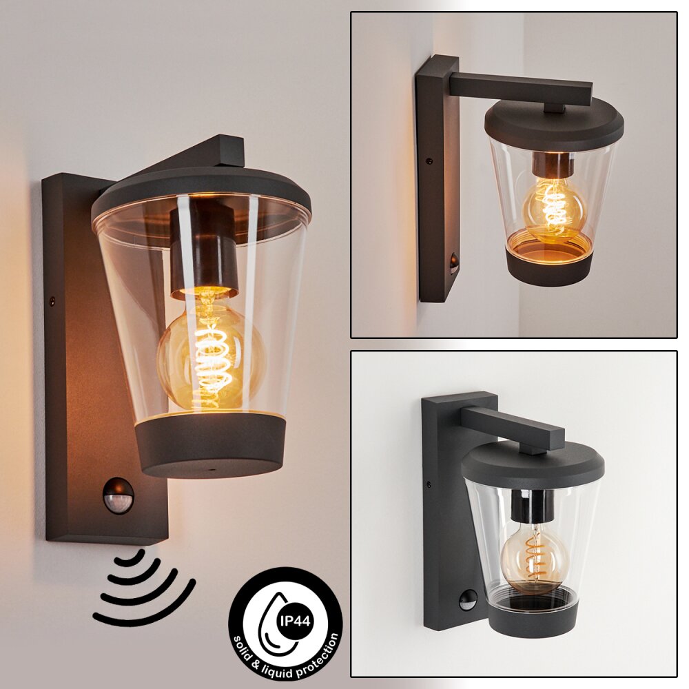 Eloida Außenwandleuchte Anthrazit, 1-flammig, Bewegungsmelder main product photo