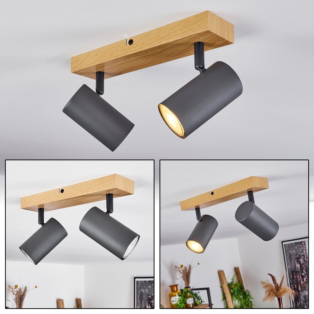 Javel Deckenleuchte Holzoptik, Schwarz, 2-flammig main product photo
