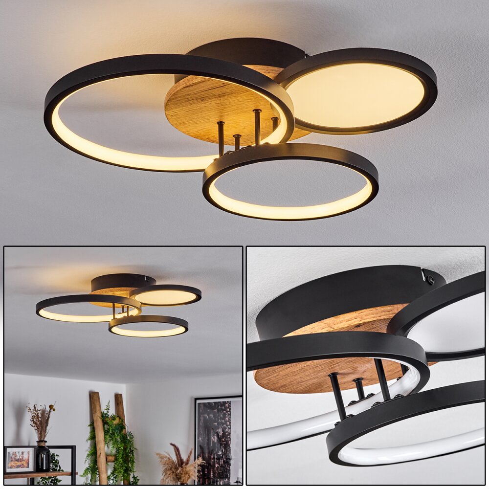 Avelal Deckenleuchte LED Braun, Holzoptik, Schwarz, 1-flammig main product photo