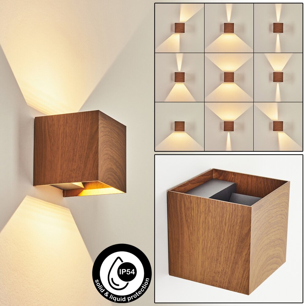 Tamarin Wandleuchte LED Anthrazit, Braun, Holzoptik, 1-flammig main product photo