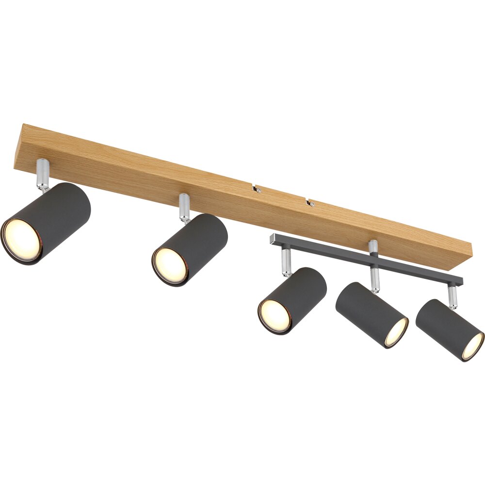 Globo ROBBY Deckenleuchte Holzoptik, Schwarz, 5-flammig main product photo