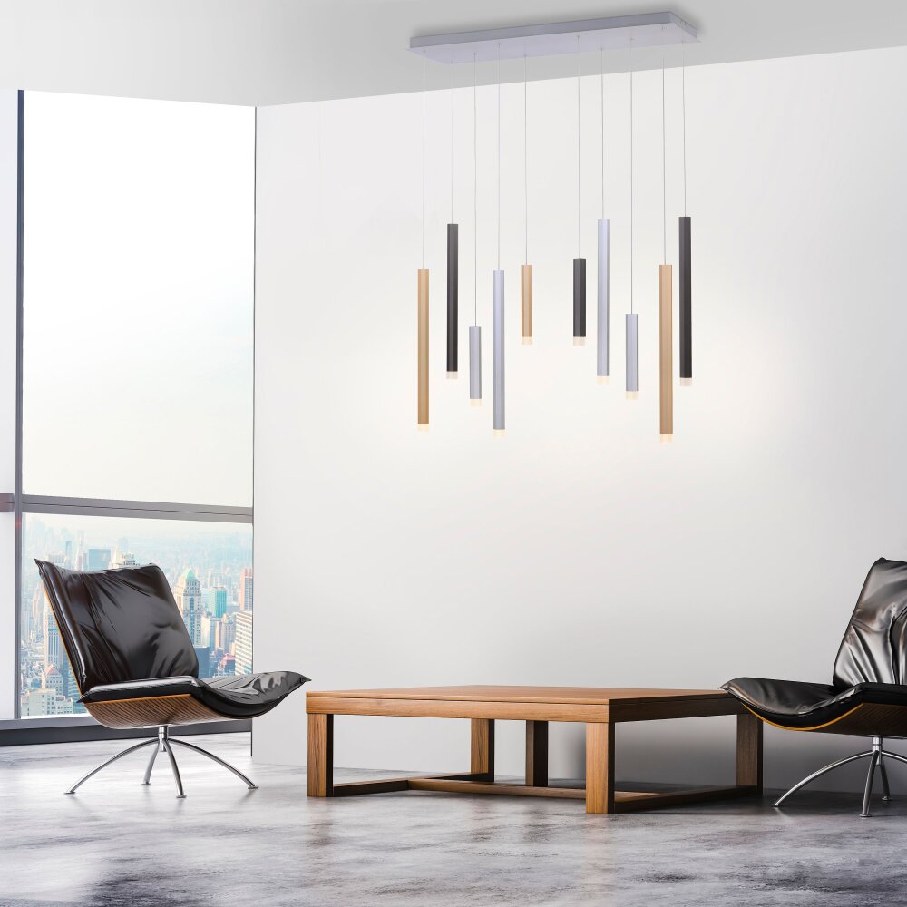 Paul Neuhaus PURE-GEMIN Pendelleuchte LED Aluminium, Schwarz, 10-flammig main product photo