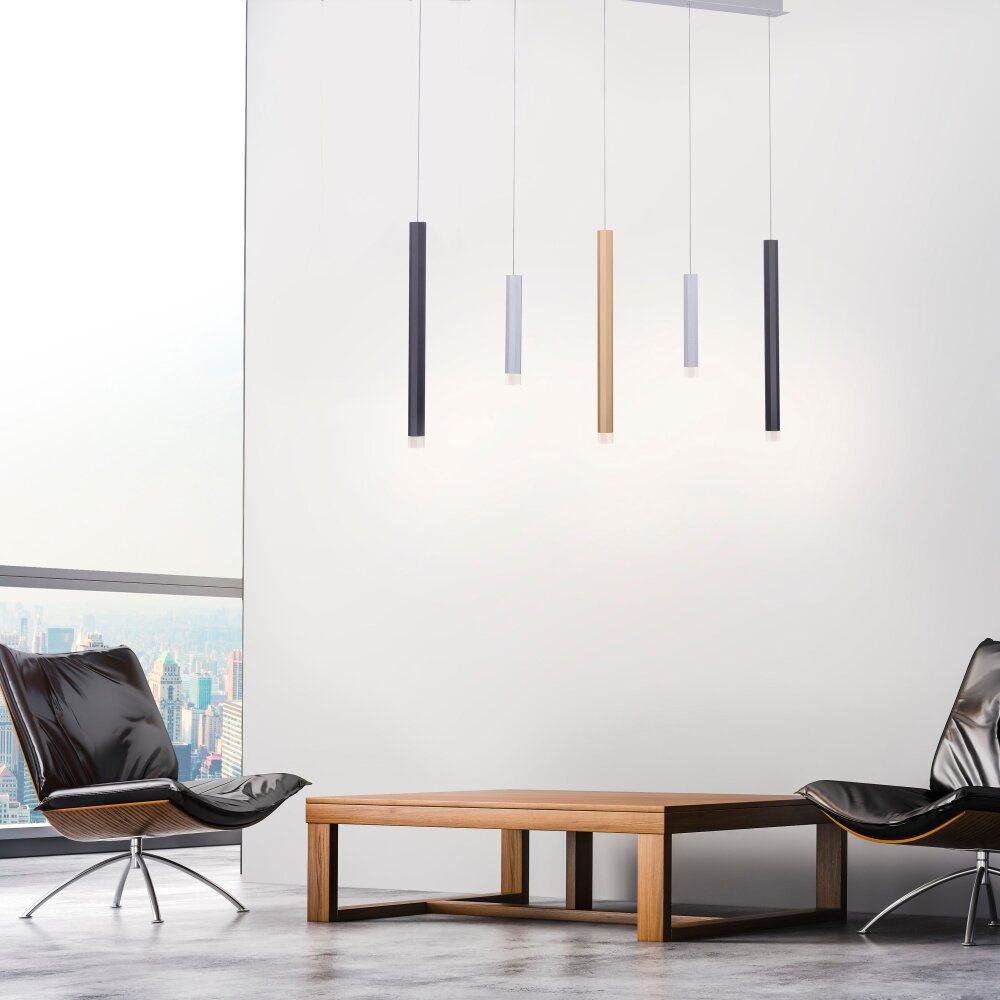 Paul Neuhaus PURE-GEMIN Pendelleuchte LED Aluminium, Messing, Schwarz, 5-flammig main product photo
