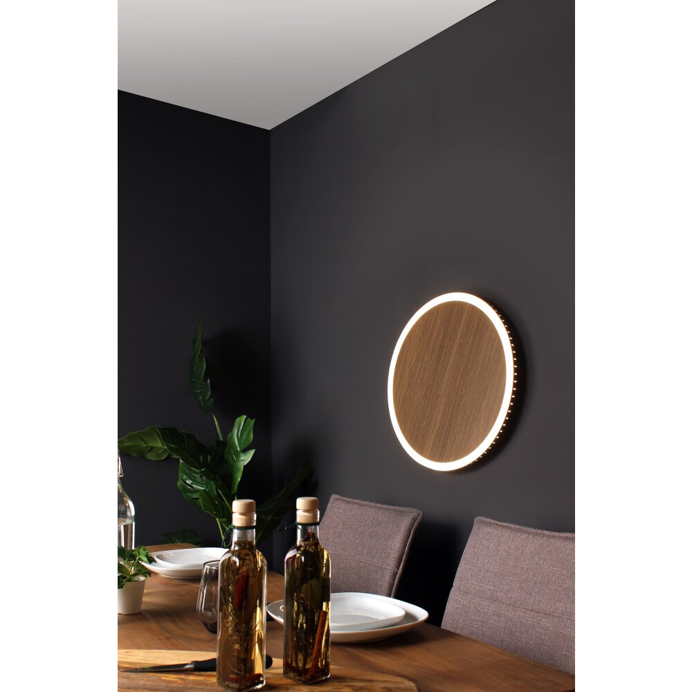 Luce Design MOON Wandleuchte LED Braun, Holzoptik, Schwarz, 1-flammig main product photo