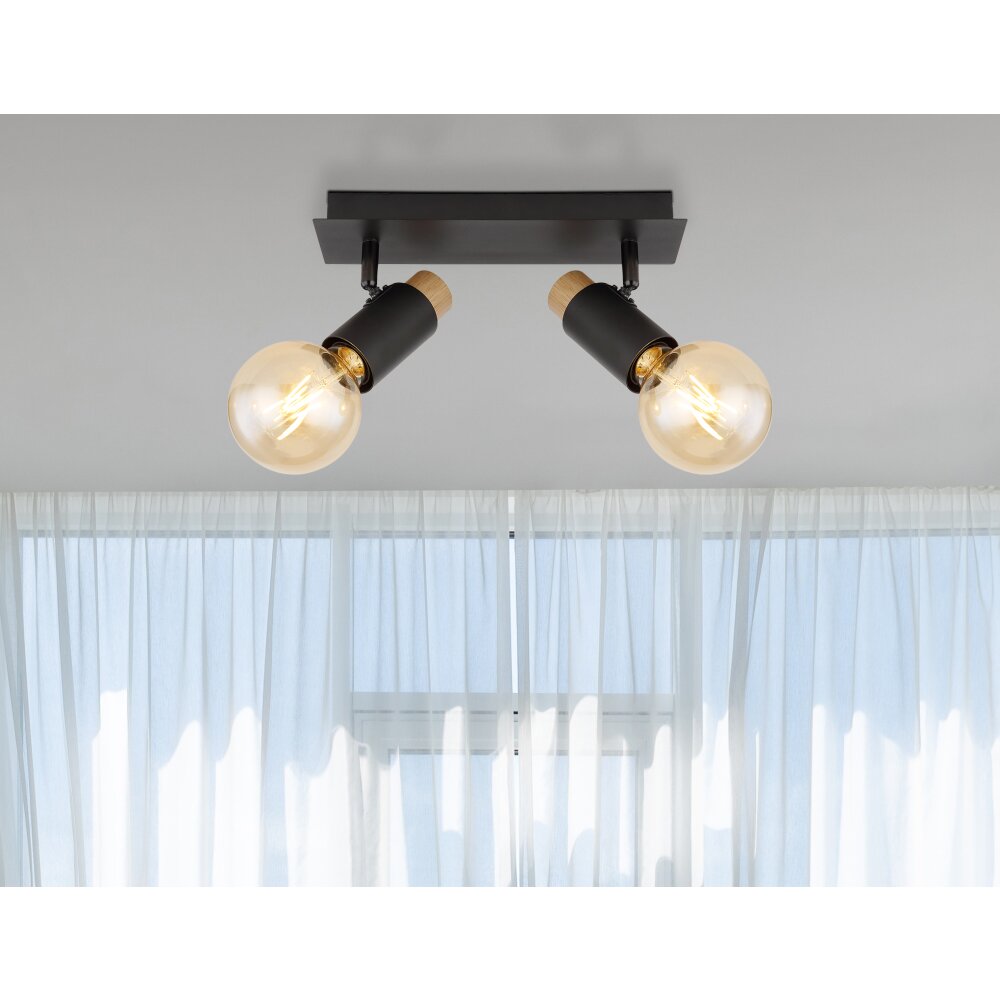 Globo MATTI Deckenleuchte Naturfarben, Schwarz, 2-flammig main product photo